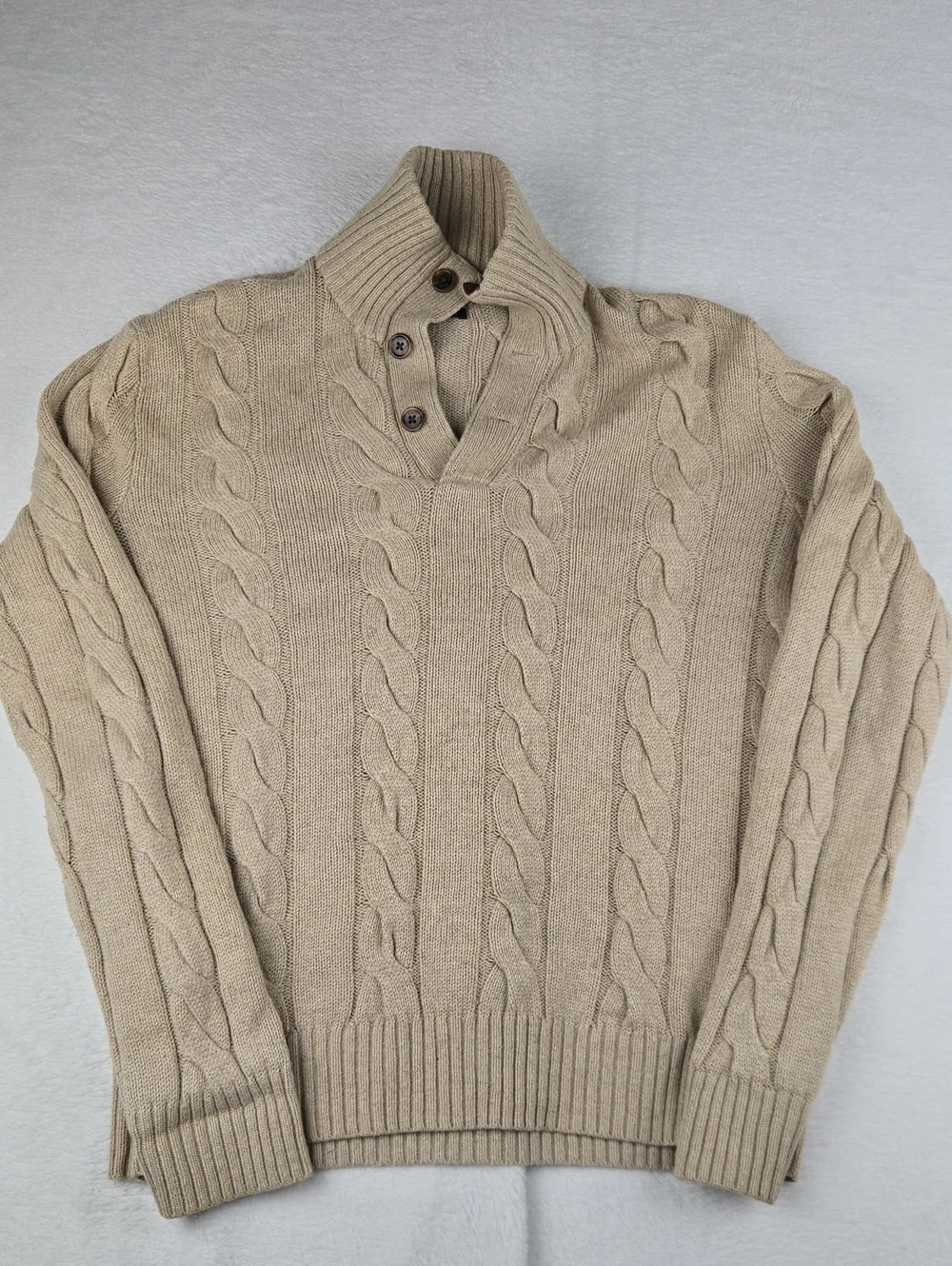 Vintage Polo Ralph Lauren Silk Cashmere Cable Knit Fisherman's Sweater Button